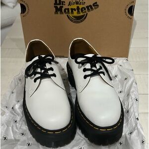 Dr. Martens White Leather Platform Shoes